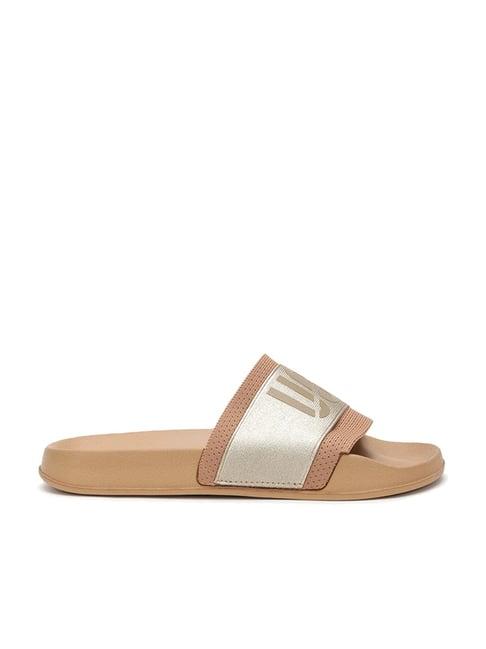 united colors of benetton women's beige slides