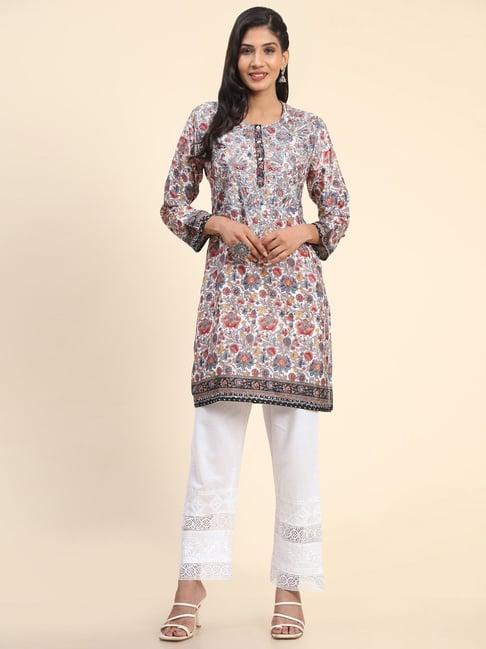 house of kari noor long polysilk hand embroidered gown multi