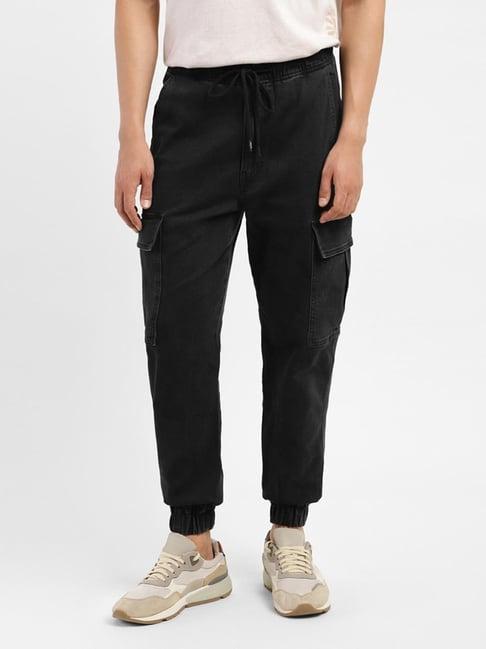 levi's black cotton jogger fit cargos