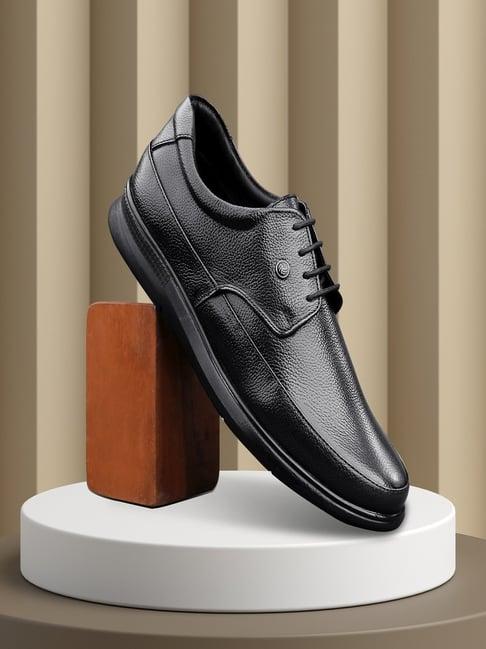 bacca bucci men's leather office black derby shoes