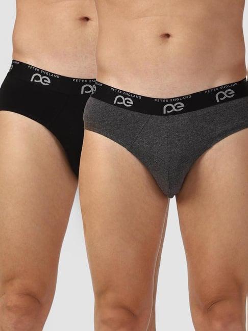 peter england grey cotton regular fit briefs - pack of 2