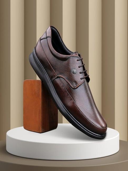 bacca bucci men's leather office brown derby shoes