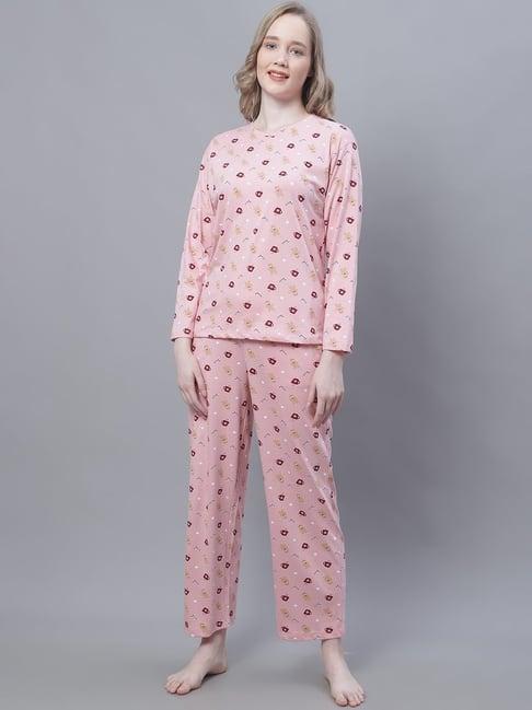 kanvin pink printed top with pyjamas