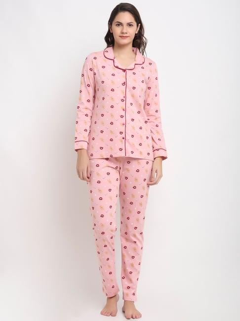 kanvin pink printed shirt with pyjamas