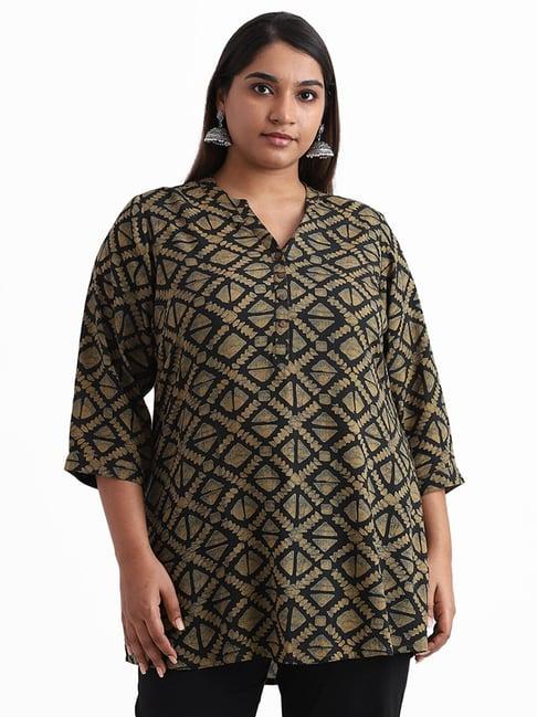 diza by westside green geometric printed kurta