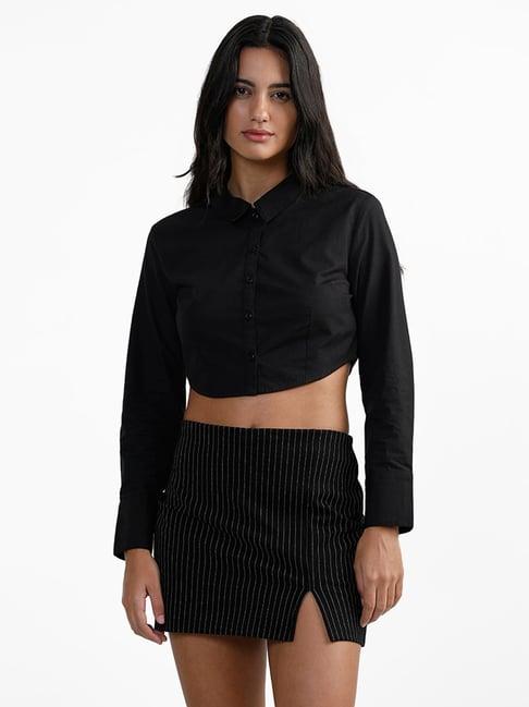 nuon by westside black cindy crop fit shirt