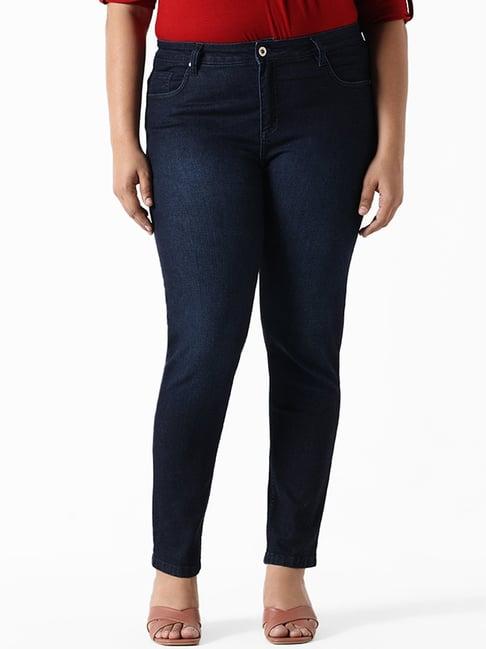 gia by westside dark blue slim fit denim jeans