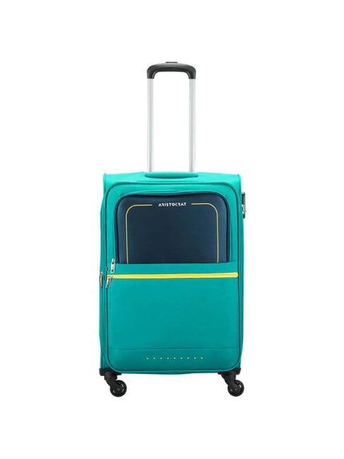 aristocrat evolve blue color block soft medium trolley bag - 43 cm