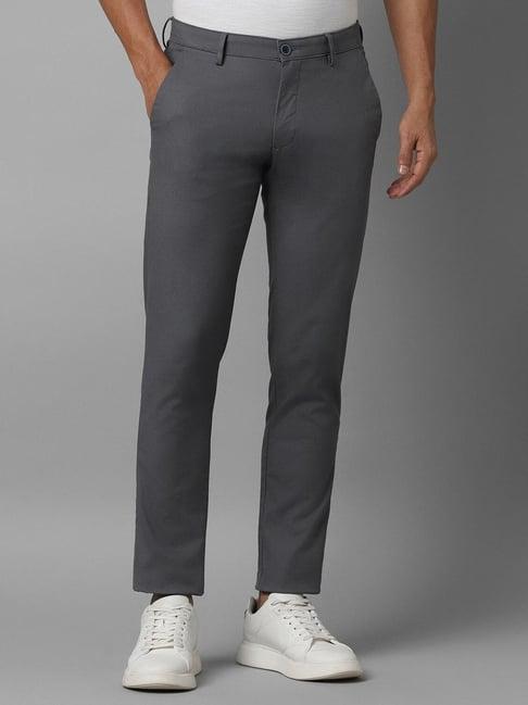 louis philippe sport grey slim fit trousers