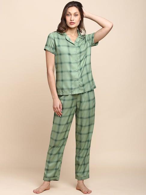 van heusen allover print and short sleeves allover print lounge shirt and pyjama set - winter check