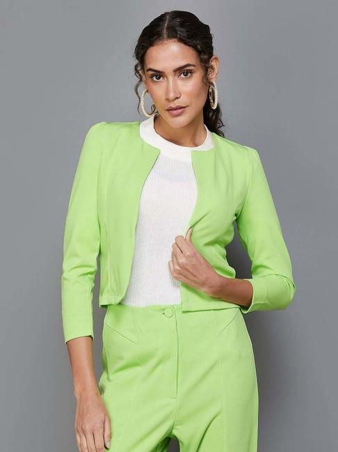 code by lifestyle lime green three-querters shrug