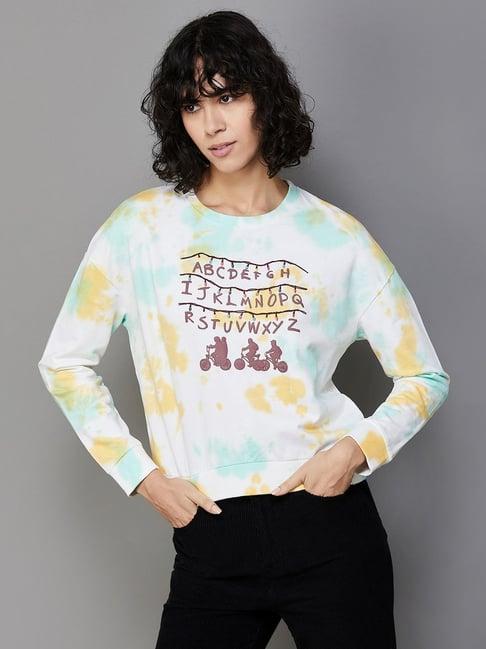 ginger by lifestyle multicolored cotton printed sweatshirt