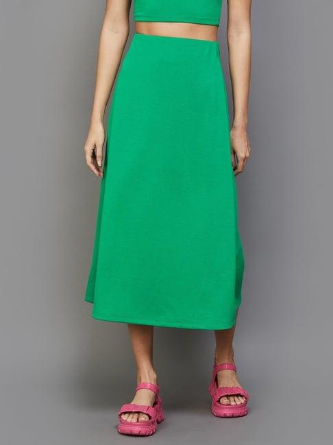 ginger by lifestyle green a-line skirt