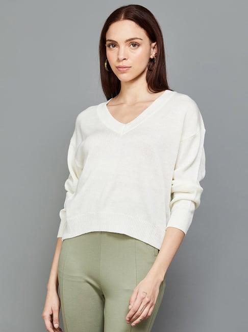 ginger by lifestyle white v-neck pullover