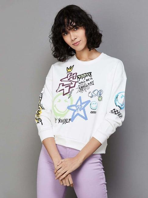 smileyworld white printed sweatshirt