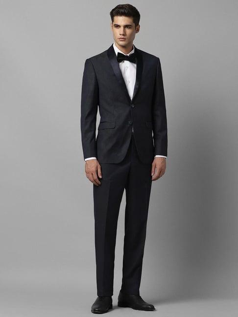 louis philippe black slim fit self pattern two piece suit