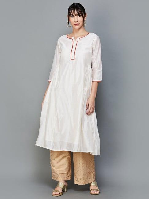 melange by lifestyle off-white a line kurta