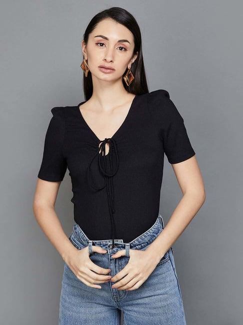 code by lifestyle black regular fit top