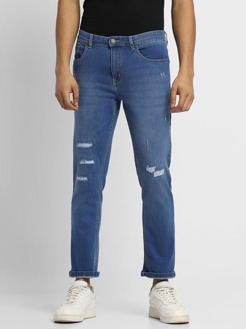 forever 21 blue mid waist slim fit regular length jeans