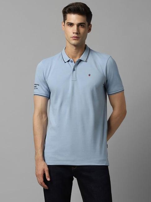 louis philippe jeans light blue cotton slim fit polo t-shirt