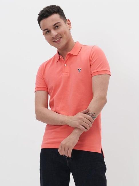 american eagle outfitters pink slim fit polo t-shirt