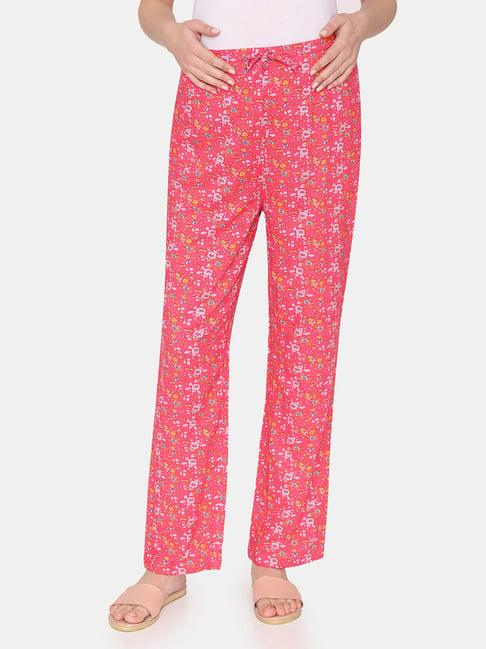 zivame red printed maternity pyjamas