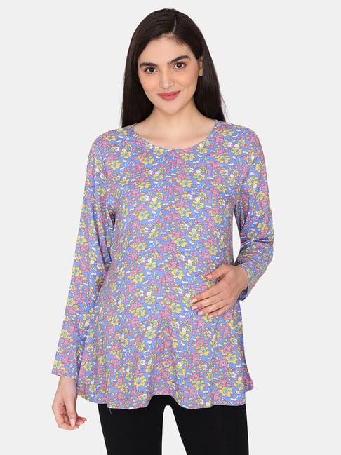 zivame blue printed maternity top