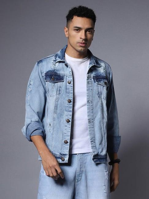 high star light blue relaxed fit shirt collar denim jacket