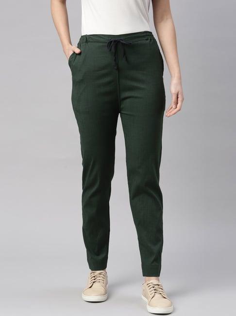 kryptic green regular fit mid rise pants