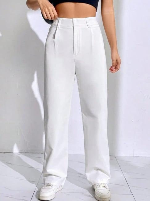 broadstar white relaxed fit trousers