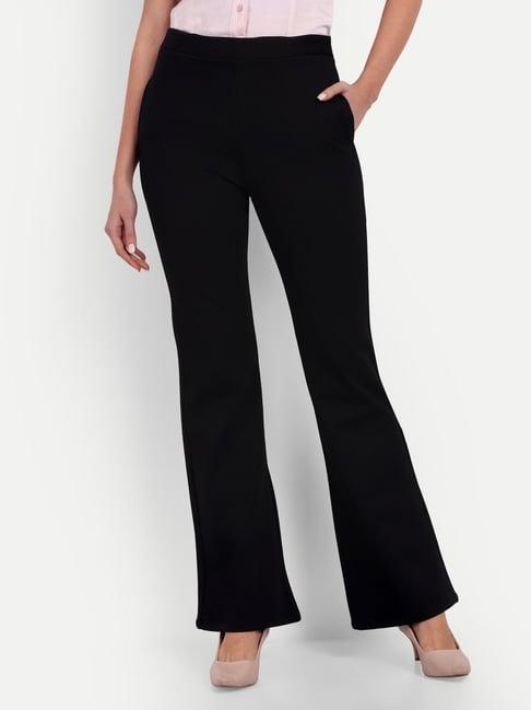 broadstar black flared fit trousers