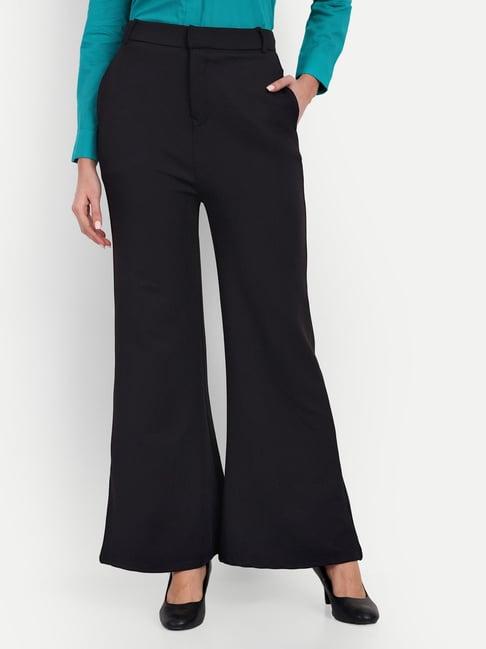 broadstar black flared fit trousers