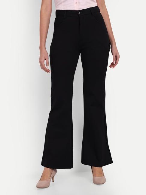 broadstar black flared fit trousers