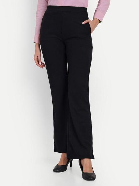 broadstar black flared fit trousers