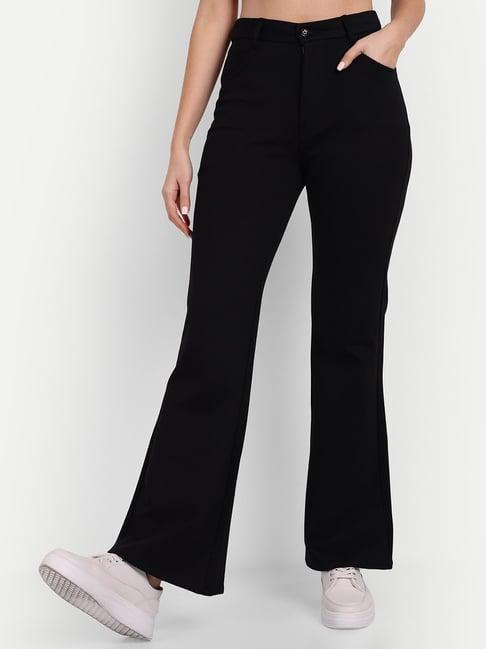 broadstar black flared fit trousers