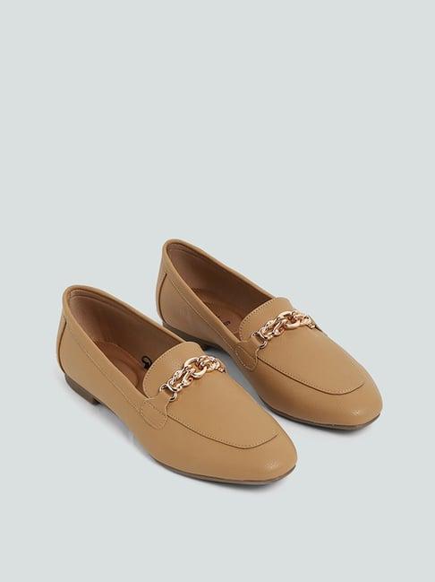 luna blu by westside chain detail tan trim loafers