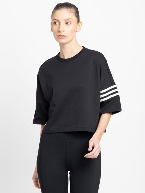 adidas originals black cotton striped t-shirt