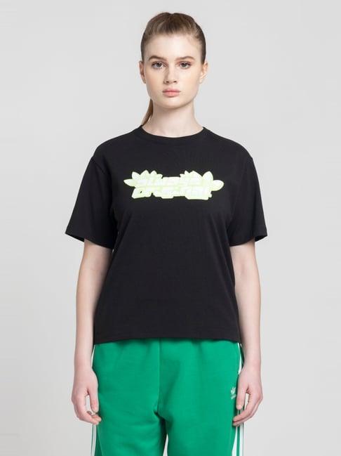 adidas originals black cotton printed t-shirt