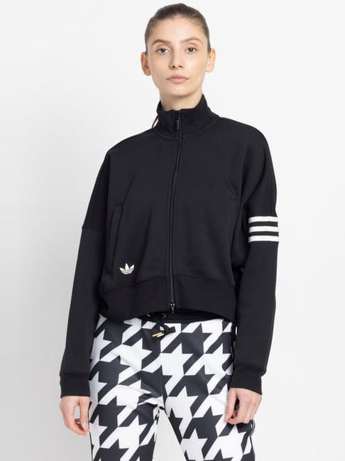 adidas originals black cotton striped track jacket