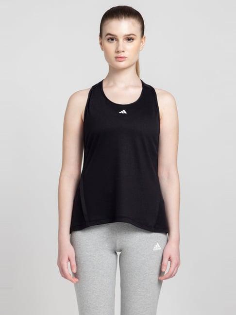 adidas black cotton training tank top