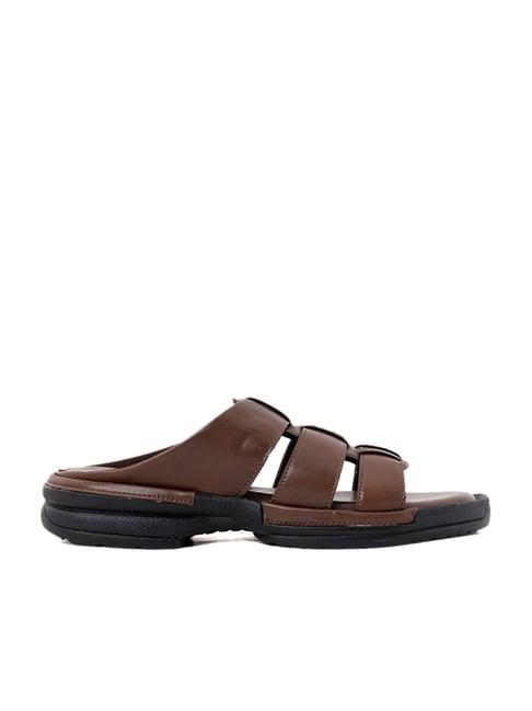 softouch by khadims men's brown casual sandals