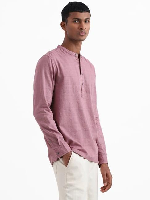 eta by westside dark pink self textured shirt