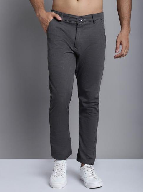 jainish dark grey cotton tapered fit trousers