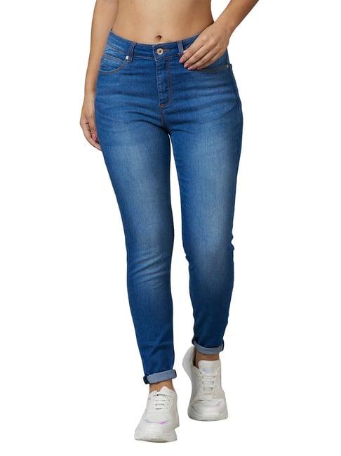 being human blue skinny fit mid rise jeans