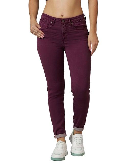 being human plum skinny fit mid rise jeans