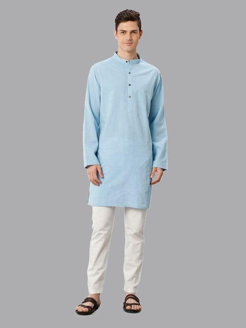 cavallo by linen club blue regular fit kurta