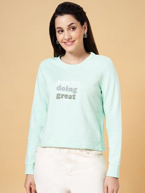 honey by pantaloons mint green printed sweatshirt