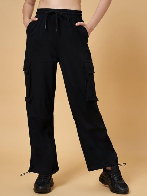 ajile by pantaloons black cotton track pants