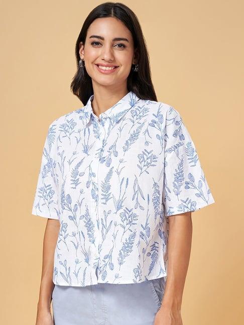 honey by pantaloons white & blue printed shirt