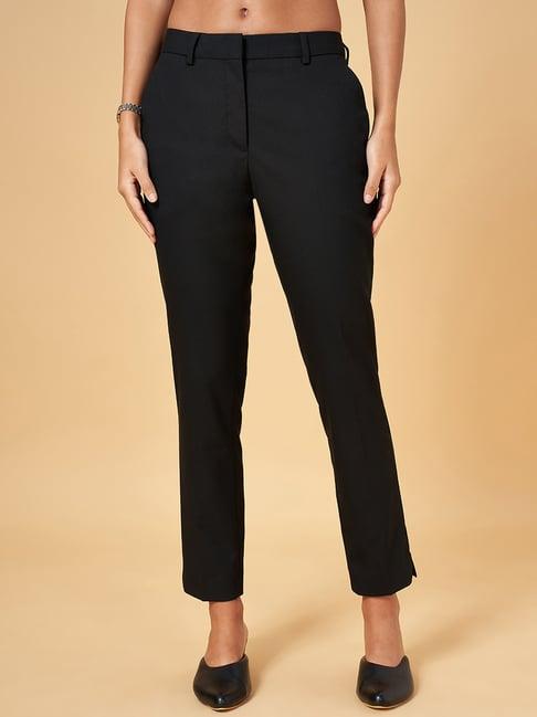 annabelle by pantaloons black mid rise pants